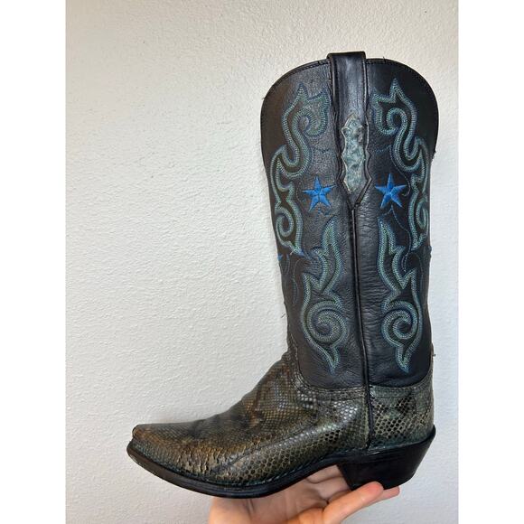 Lucchese 1883 Women's Western Cowboy Boots black & Blue Python Leather 7 - Picture 3 of 16